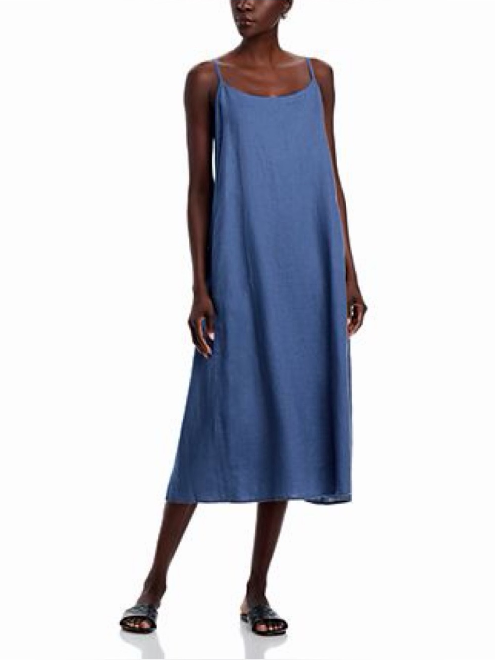 Eileen Fisher Organic Linen Maxi Dress Dusk Blue